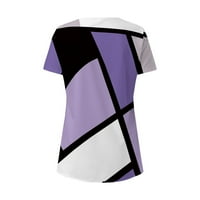 Zunfeo Ženske košulje - svježe pokupljeni modni vrhovi pulover vrhove kratkih rukava labav ležerne vrhove Novi dolasci posada izrezanih tiskanih majica Purple M