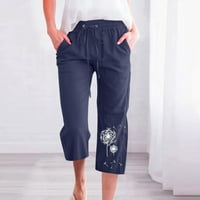 Utoimkio Clearence Yoga hlače za žene Modni ženski Ležerne tiskane elastične hlače Ravne široke pantalone