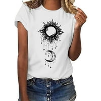 B91XZ TUNIC TOP za nošenje sa gamašima Žene Casual Top Majice Sun Moon Star tiskani majica bluza O izrez
