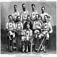 Bejzbol: Kanada, 1874. Nthe Maple Leaf Bejzbol klub Guelph, Ontario, Kanada. Graviranje drva, 1874.