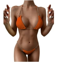 Tankini kupaći odijela za žene čvrste set ispunjene grudnjakom Monokini narančasta m
