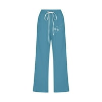 Posteljine hlače za ženske ležerne modne tiskane plave veličine xxl
