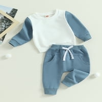 Lieramram Baby Kids Boys Outfits Mjeseci 2T 3T Kontrastna boja dugih rukava dugih rukava i elastične