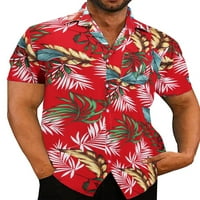Prednjeg swwalk-a Ljetni plažni košulje Ležerne prilike Havajska majica Okrenite majice Crveni XL