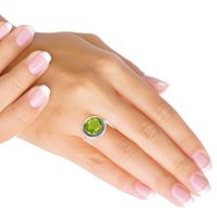 Sterling srebrni prsten za žene - muškarci zeleni peridot kvarc dragulja Srebrna prstena Veličina kolovoza