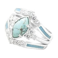 Prsten set Prirodni tirkizni dijamantni prstenovi Pjenušava draguljastog zvona za rođendan nakit za