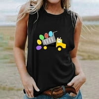 Žene Camisole Ljeto Ležerne prilike Uskršnje košulje za ispis Vest Loot Fit bez rukava Crewneck Grafička majica Black M