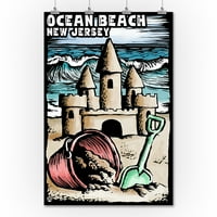 Ocean Beach, New Jersey - Off Board Body - Sand Dvorac - Lantern Press poster