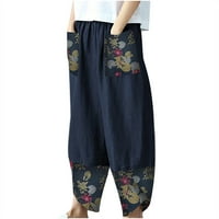 Ženske harem joga hlače velike struke labave hlače za noge Ljeto pamučno posteljina casual joggers dukseri