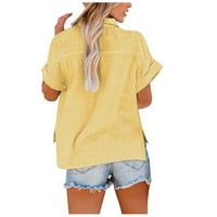 Giligiliso ženski vrhovi modni čvrsti majica s gumbom Ženska bluza sa majicom V-izrez