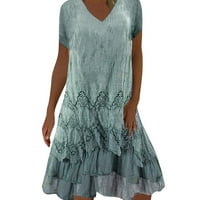 B91XZ sunčane haljine za žene Ženska modna haljina gradijentna haljina V Vrat remen Splice haljina Ležerne