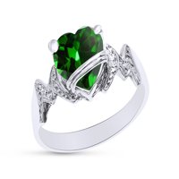 Oblik srca simulirani smaragd u 14k bijelo zlato preko srebrne prstene od srebra 6,5