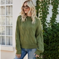 Ženski prevelizirani dugi rukav Ležerni pleteni pleteni džemper pulover čvrste boje teže pola kornjača