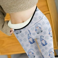 Hlače za žene za žene ispis toplih gustih plišanih vunenim strukom pune duljine hlače pantalone pantalone