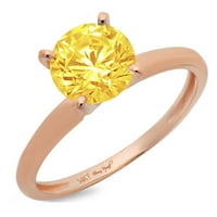 1.0ct okrugli rez žuti simulirani dijamant 14k 14K ruža Gold Gold Angažman prsten veličine 6.25