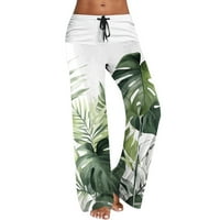 Durtebeua Radne pantalone za žene High Squak štamparske pantalone Boho džepovi na plaži Duge hlače zelene