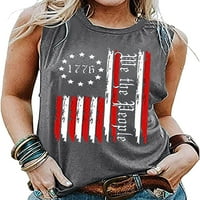 Dabuliu 4. jula Ženska tenka Vrhunska slobodna Sjedinjene Države Zastave Trendy okrugli krajevi bez rukava Patriot Memorial Day Top