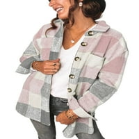 Eytino ženske plaćene majice s dugim rukavima Flannel rever gumb dolje kardiganski momak jakna za momak