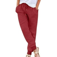 Ženske hlače Dressy casual ganfancp pantalone za žene suželjene hlače od pune boje pamučne lanene vučne