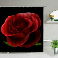 Crno-bijele pruge ljubičasta ruža cvijeća za zavjese Cvjetni biljni tisak Vodootporno Početna kupaonica Dekor Viseće zavjese