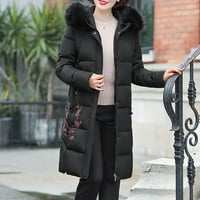 Ženska anorakska jakna - zima plus Srednja duljina tanka podstavljena jakna Majčin pamučni kaput crne
