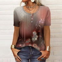 Žene kratkih rukava Casual T majice Ljetni rufffle obični okrugli vrat labavi FIT TEE bluza vrhovi