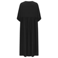 Finelylove crne rođendanske haljine dame ljetne haljine a-line dužine gležnja kratki rukav čvrst crni