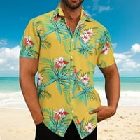 PXiakgy muške majice Muške proljeće Ljetna majica casual havajska plaža tropsko dugme Top košulja Štampana