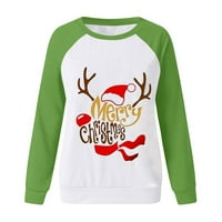 Ženske jelene božićne majice Xmas grafički tees vrhovi božićnog tiska Dukserica Green M