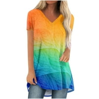 Giligiliso ženska gradijentska bluza V-izrez kratki rukav labav majice