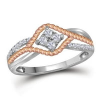 10K dvotonski zlatni okrugli dijamantni konop ružičasto-tone prsten CTTW