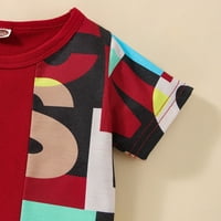 Toddler Boys kratki rukav crtani slovo otisci majica vrhovi kratkih hlača Postavite odjeću crvena 86