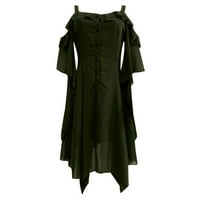 Haljine za žene Ljetna casual haljina Solid Halter Duljina za laktove i bljeskalice ispod koljena ruffle