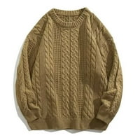 Entyinea muški džemperi za zimski kabel pleteni džemper vintage crewneck rastela tople džempere žutim