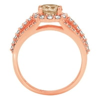 1.76CT okrugli šampanjac simulirani dijamant 14k 14K ruža Gold Gold Anniverment Halo prsten veličine