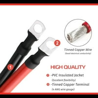 Apeixoto Awg crveno + crna čista bakrena baterija Inverter kablovi za 5ft baterije Inverter kablovi