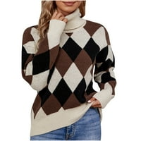 Taqqpue Žene dugih rukava turtleneck džemper turtleneck rekreativni pulover pleteni džemper dugi rukavi