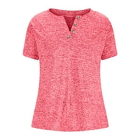 Zunfeo ljetni vrhovi za žene - kratki rukav pulover T majice V izrez Solid Flash Pick Comfy casual top