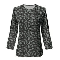 Ženske bluze i vrhove dugih rukava Dressy Classic Fit Gradijent Jesen Grey Henley majice s