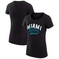 Ženska G-III 4her by Carl Banks Black Miami Marlins Filigranski tim ugrađene majicom