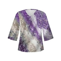 Edvintorg Bluze za žene Dressy Casual rukava Ženska moda Printirana V izrez Casual Loose Tops Tuc Majica