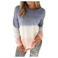 Iopqo Hoodies za žene Women Plus Veličina Tie-Dye Ispisani gradijentni pulover dugih rukava dugih rukava
