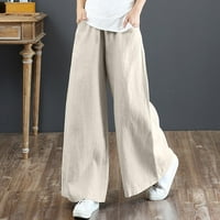 Riforla hlače za žene džep elastične prozračne pantalone labave pamučne i posteljine ženske hlače ženske