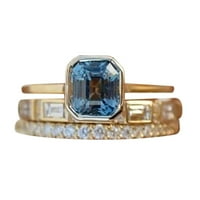 Ženski umetnuti kreativni trodijelni pozlaćeni plavi modni moderni prstenovi i morski prstenovi