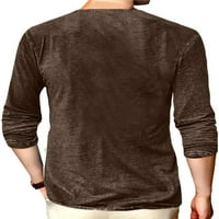Avamo Muška modna bluza za modnu bluzu V vrat Ležerne prilike muške pulover s dugim rukavima smeđi 2xl