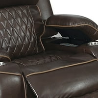XIU stolica za prelivčanik, USB port, ostava, fau koža, smeđa