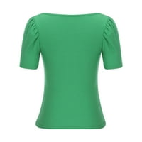 Žene Ljetne vrhove V izrez kratki rukav rebrasti mršavi pulover Košulje Y2K izlaskom Trendy T-majice