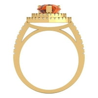 2. CT sjajan kruški rez simulirani crveni dijamant 14k žuto zlato halo pasijans sa akcentima Veličina prstena 6,25