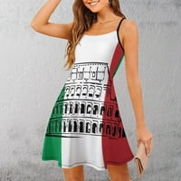 Roman Colosseum italijanska zastava Ženska ljetna haljina Mini sandress seksi otisnuta casual