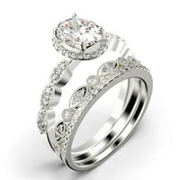 Art Deco 2. Carat ovalni rez Diamond Moissite Classic Angažman prsten, halo vjenčani prsten u 10K čvrsto